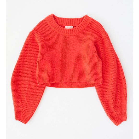UO Red Sydney Crewneck Cropped Sweater - Picture 2 of 9